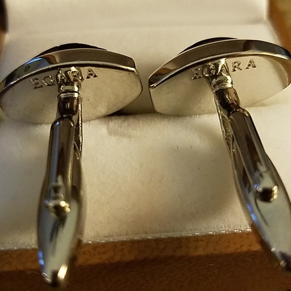 EGARA Men's silver and purple cuff links - Picture 5 of 5